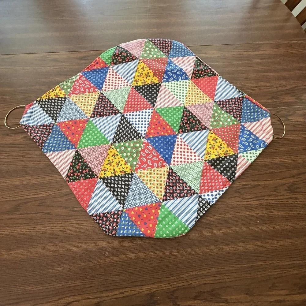 Vintage Reversible Casserole Carrier Patchwork Kelly Green Hot Dish Tote Farm